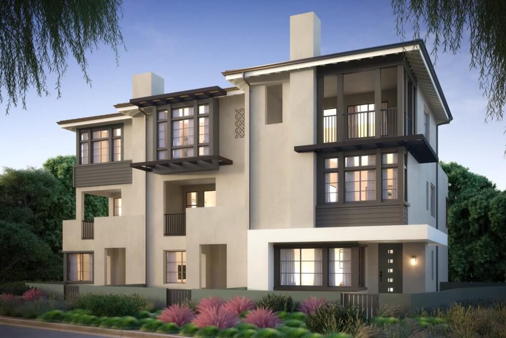 Muse at Cadence Park in Irvine - 3-plex Traditional Elevation Rendering