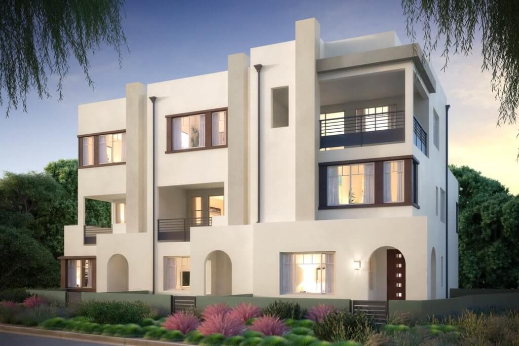 Muse at Cadence Park in Irvine - Triplex Contemporary Spanish Exterior Rendering